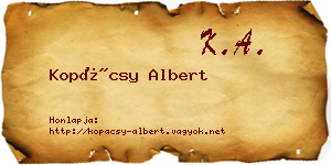 Kopácsy Albert névjegykártya