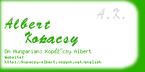 albert kopacsy business card